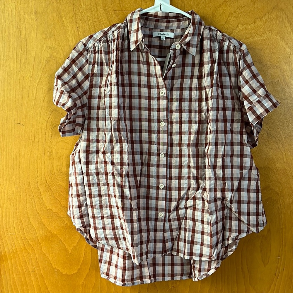 NWT Madewell Seersucker Baybrook Shirt in Plaid, Size S - Picture 5 of 16